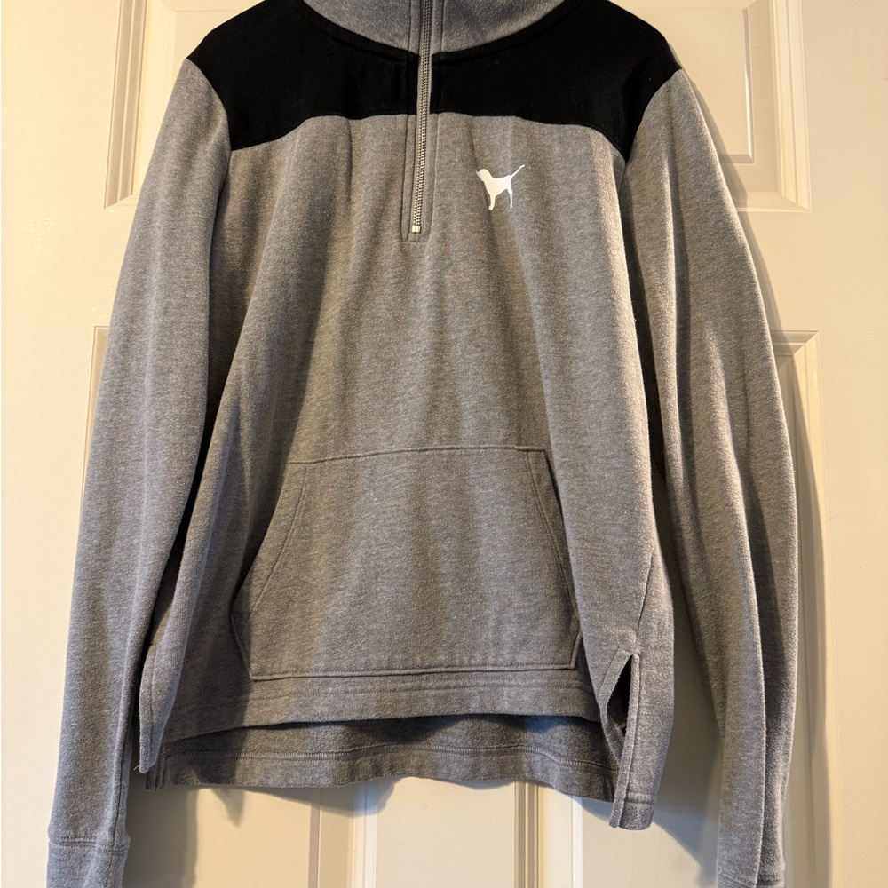 PINK Victoria's Secret Gray and Black Sweatshirt